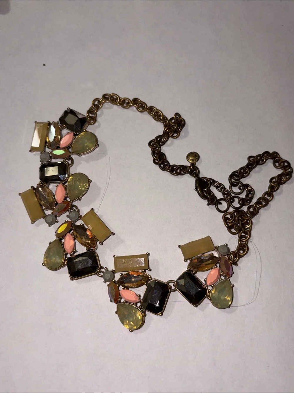 J. Crew Gold-Tone Multi-Stone Necklace with Yellow, Pink and Black Accents